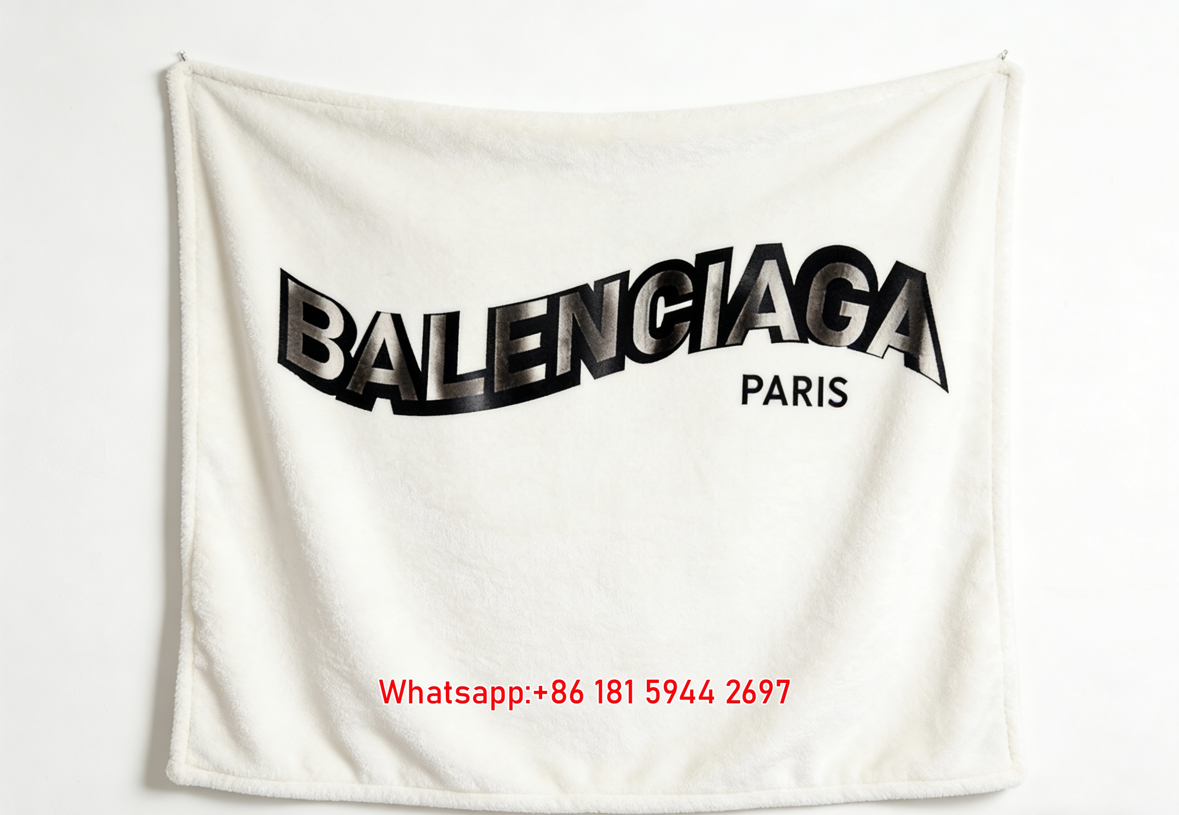 Balenciaga Paris Metallic Logo Print Flannel Sofa Throw Blanket Premium Couch Cover BA395